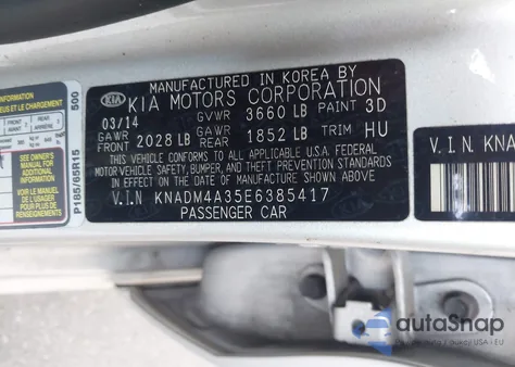 2014 Kia Rio Lx from USA, damaged, VIN KNADM4A35E6385417